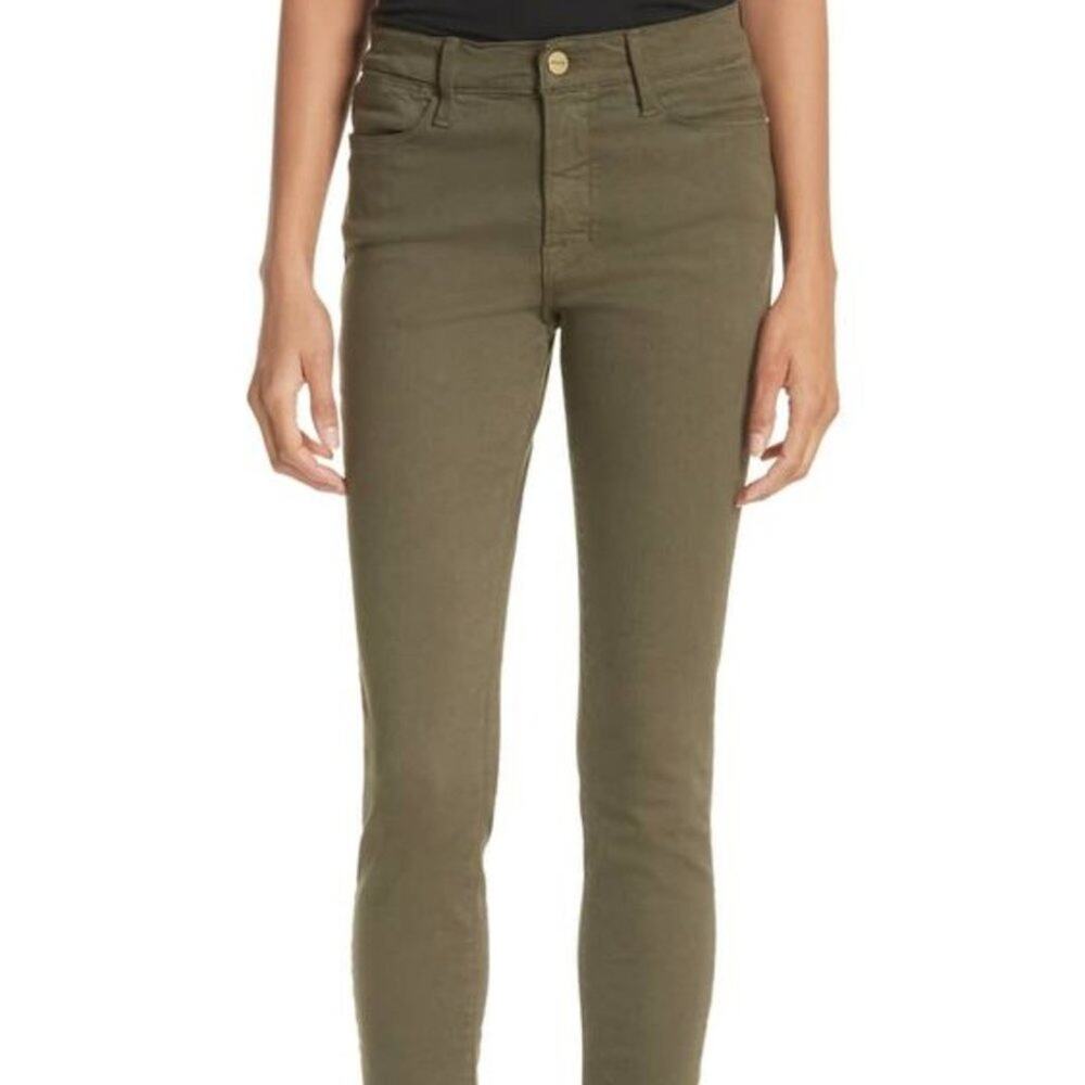 Frame Denim Le Skinny de Jeanne Ankle Jeans Forest Green 26